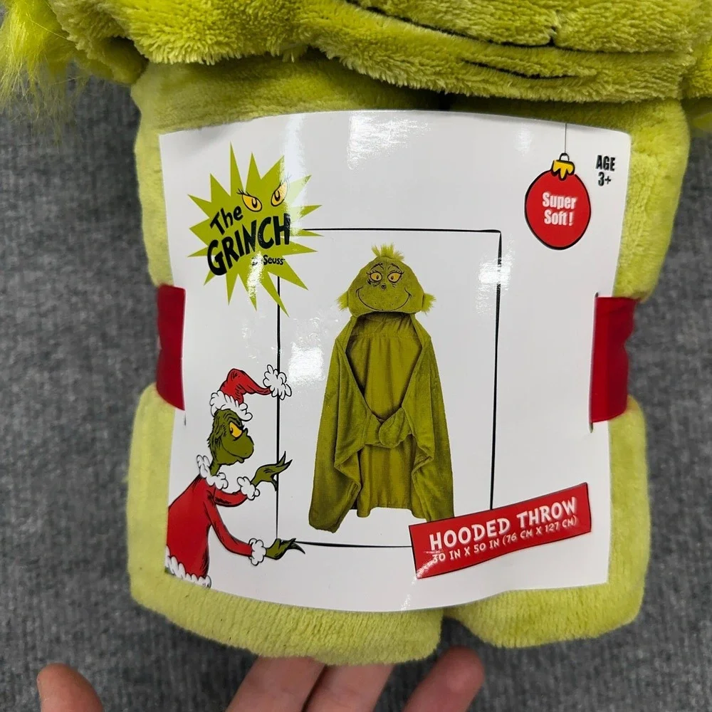 The Grinch Hooded Throw Blanket Dr Seuss 30x50 Hand Pockets Super Soft Plush NEW